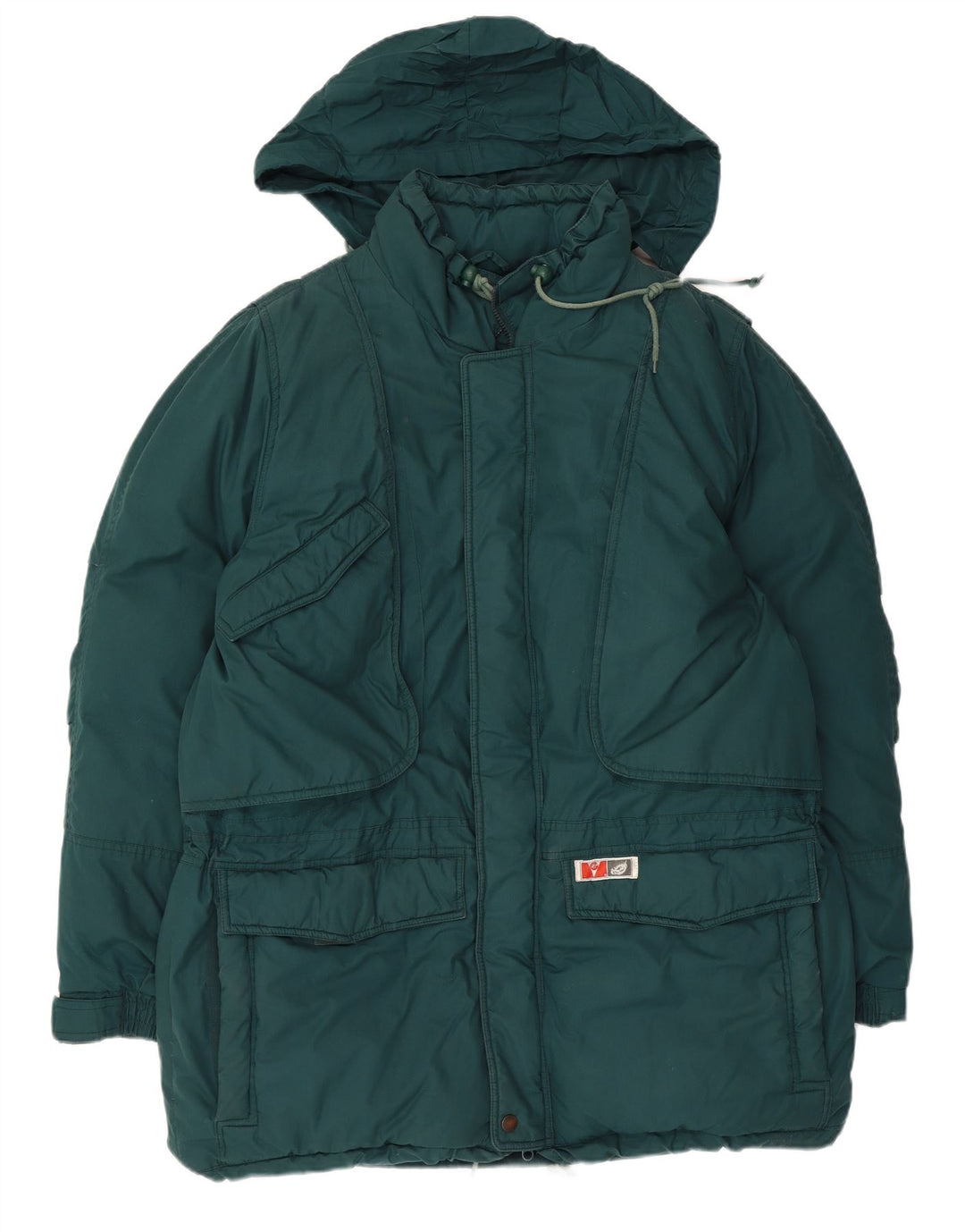 Chaqueta de esquí acolchada con capucha vintage para hombre IT 54 2XL Poliéster verde