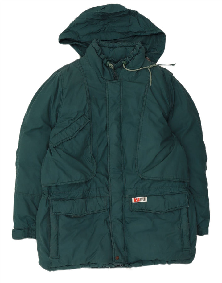 Chaqueta de esquí acolchada con capucha vintage para hombre IT 54 2XL Poliéster verde