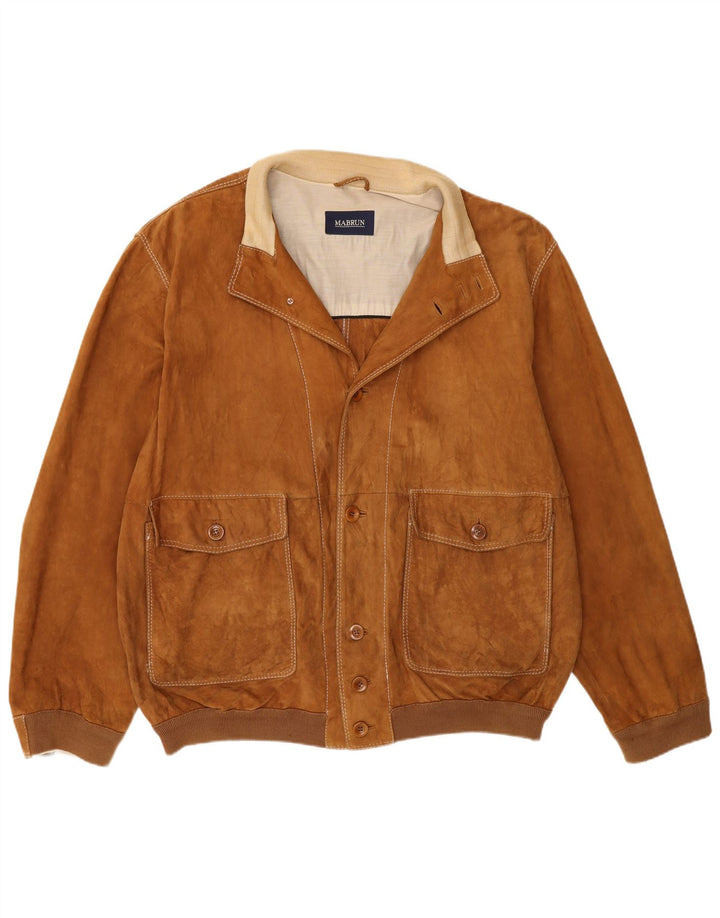 Mabrun Chaqueta bomber de ante para hombre IT 54 2XL Beige