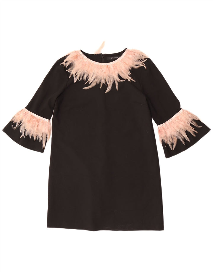 Zara Vestido recto de manga 3/4 para mujer UK 46 Grande Poliéster negro