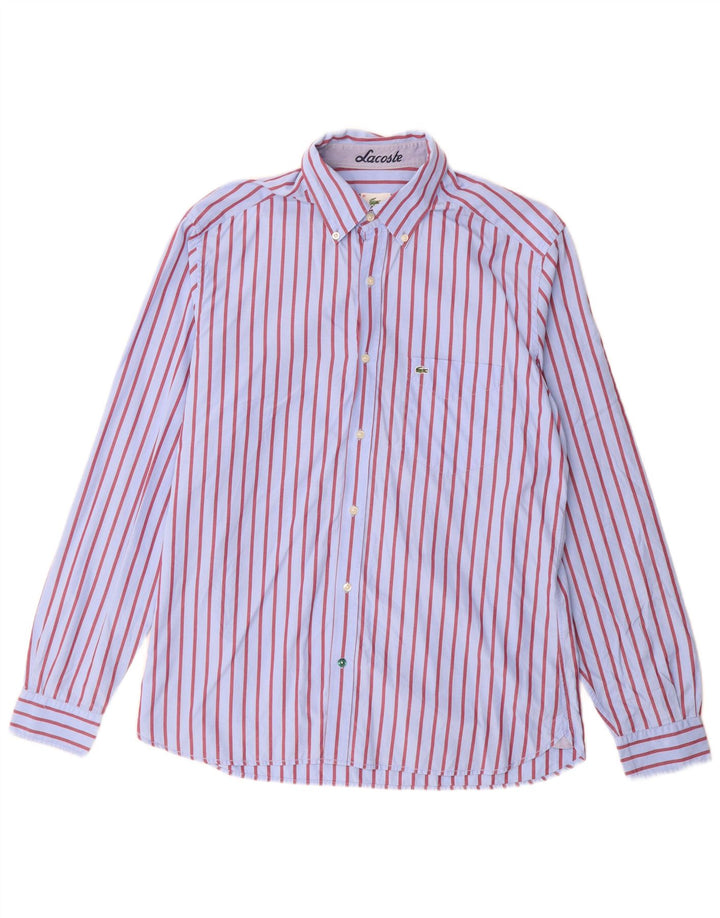 Camisa Lacoste Hombre Talla 41 Algodón Rayas Azul Grande
