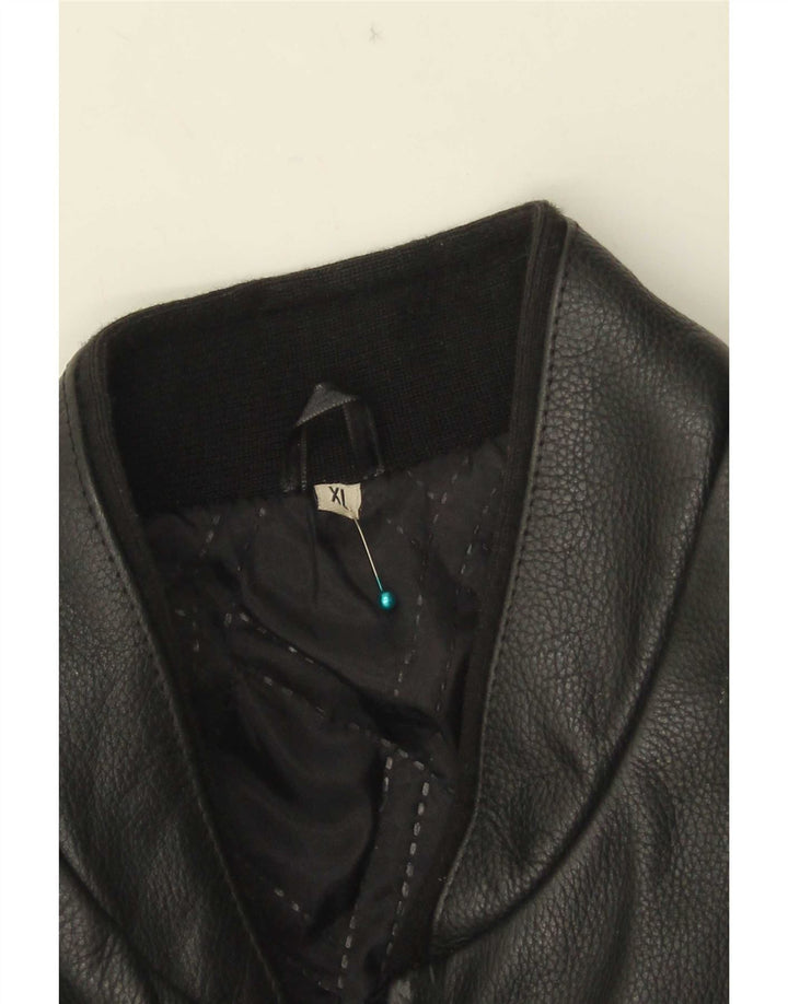 Chaqueta de cuero vintage para hombre Reino Unido 42 XL Negro