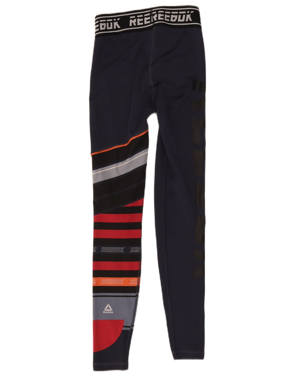 Reebok Leggings gráficos para mujer UK 4/6 XS Azul marino Colorblock Poliéster