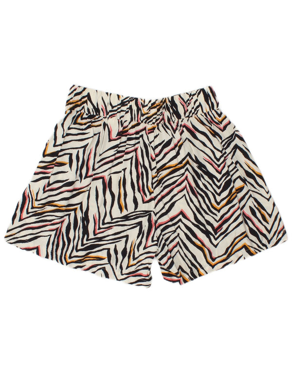 Marks & Spencer Pantalones cortos casuales para mujer UK 8 Small W28 Estampado animal blanco