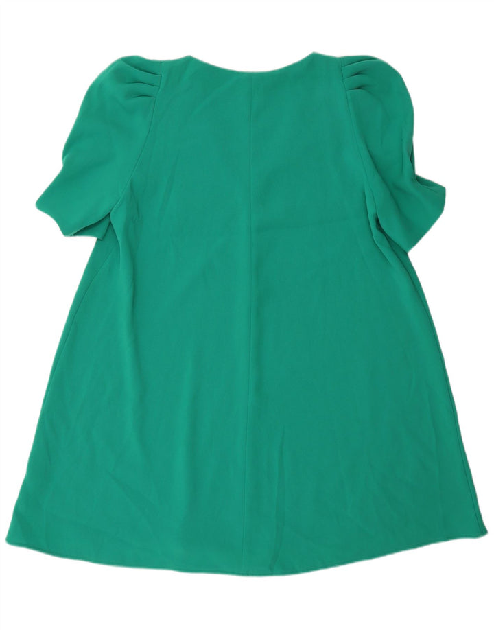 Zara Mujer Vestido Acampanado UK 46 Grande Poliéster Verde