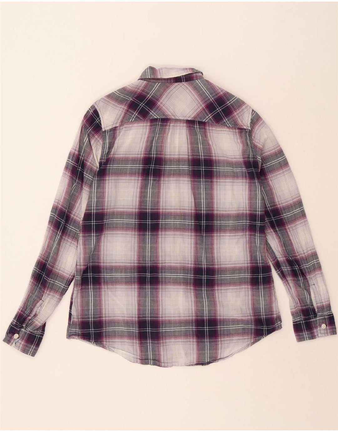 EDDIE BAUER Womens Shirt UK 14 Medium Purple Plaid Cotton Vintage Eddie Bauer and Second-Hand Eddie Bauer from Messina Hembry 
