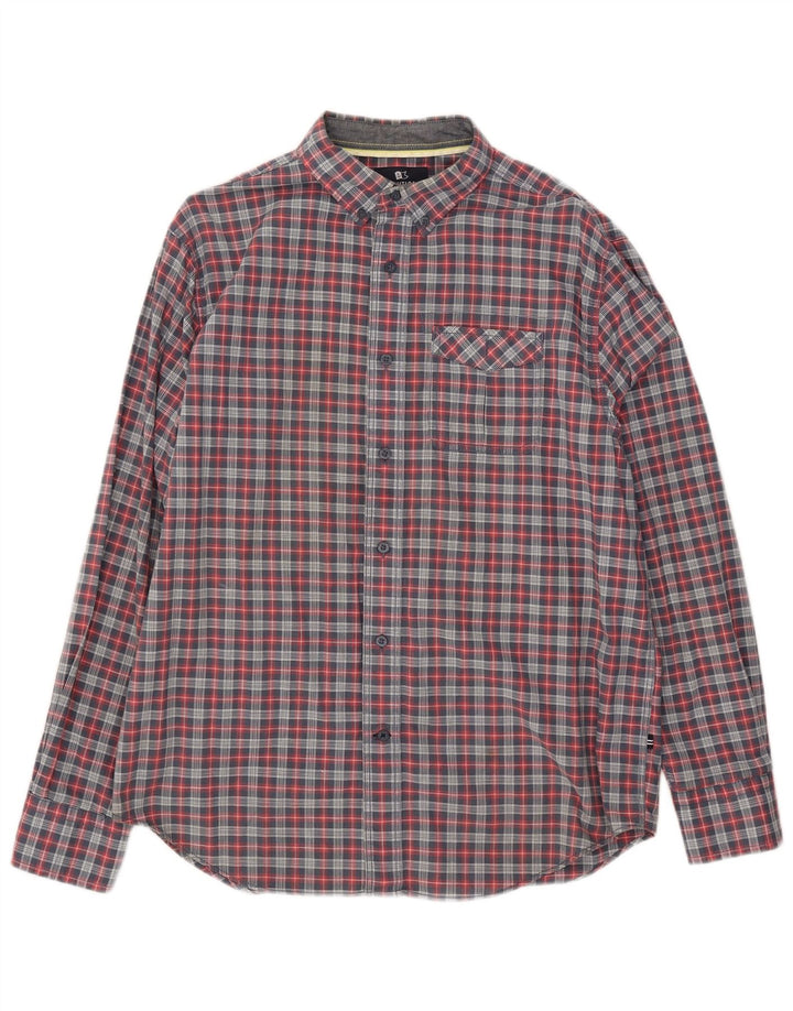 Camisa Nautica Hombre Algodón Cuadros Azul Medio
