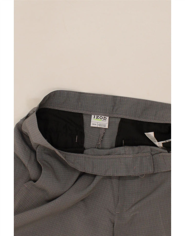 IZOD Mens Straight Chino Trousers W36 L30 Grey Check Polyester Vintage Izod and Second-Hand Izod from Messina Hembry 