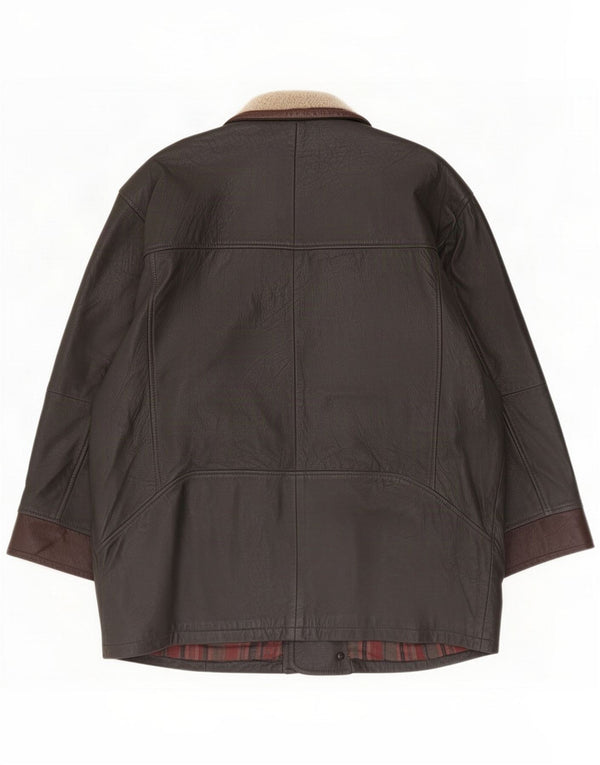 Chaqueta de cuero vintage para hombre UK 40 Large Marrón Colorblock