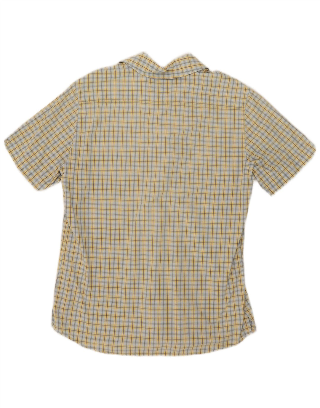 Camisa De Manga Corta Gas Hombre Algodón A Cuadros Amarillo Medio