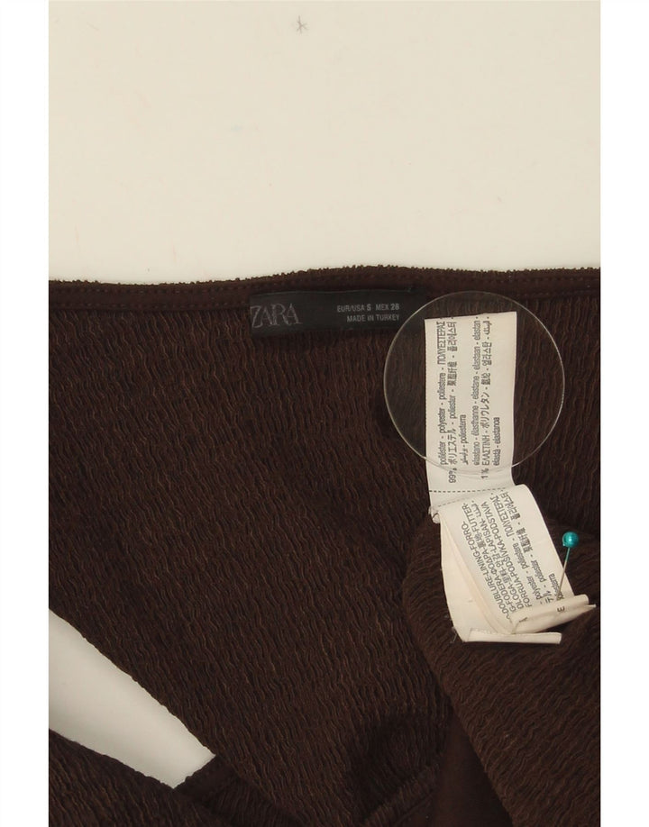 Chaleco ZARA Mujer UK 8 Small Marrón Poliéster