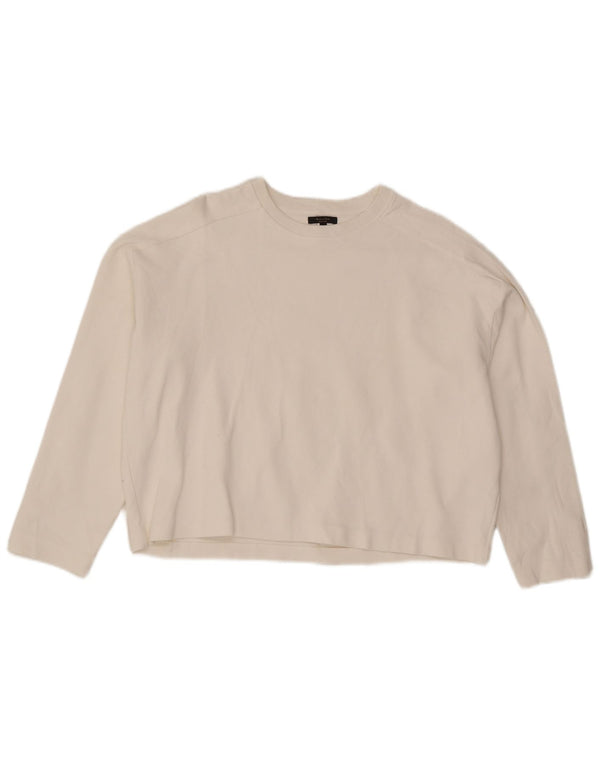 Massimo Dutti Top Mujer Manga Larga UK 44 Mediano Blanco Algodón