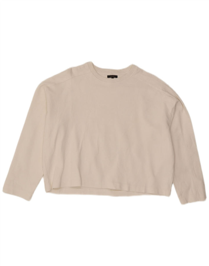 Massimo Dutti Top Mujer Manga Larga UK 44 Mediano Blanco Algodón