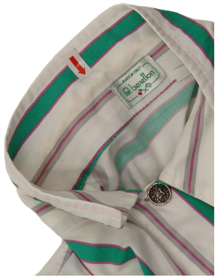 Camisa Benetton Mujer ES 40 XL Blanco Rayas