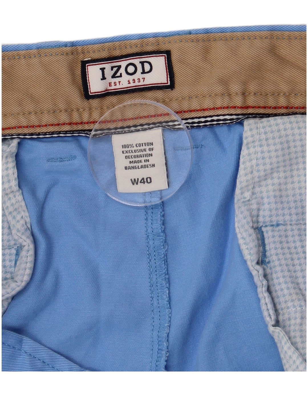 Pantalones cortos chinos Izod para hombre W40 XL Algodón azul