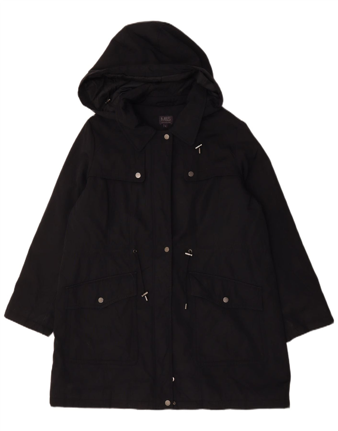 Marks & Spencer Chaqueta Parka Extragrande con Capucha para Mujer UK 46 Grande Negro