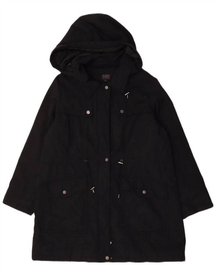 Marks & Spencer Chaqueta Parka Extragrande con Capucha para Mujer UK 46 Grande Negro