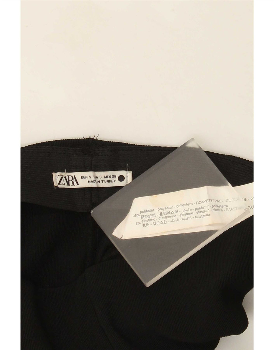 Zara Mujer Pantalones Casuales Acampanados Pequeño W26 L32 Poliéster Negro