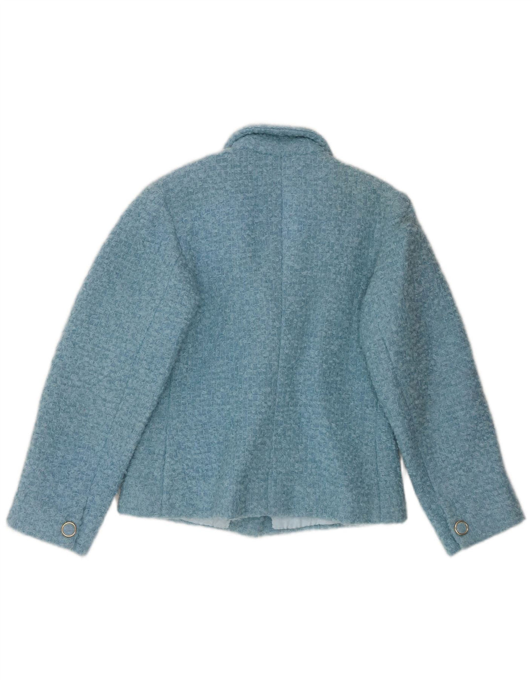 Vintage mujer crop 3 botón Blazer chaqueta Reino Unido 12 azul medio