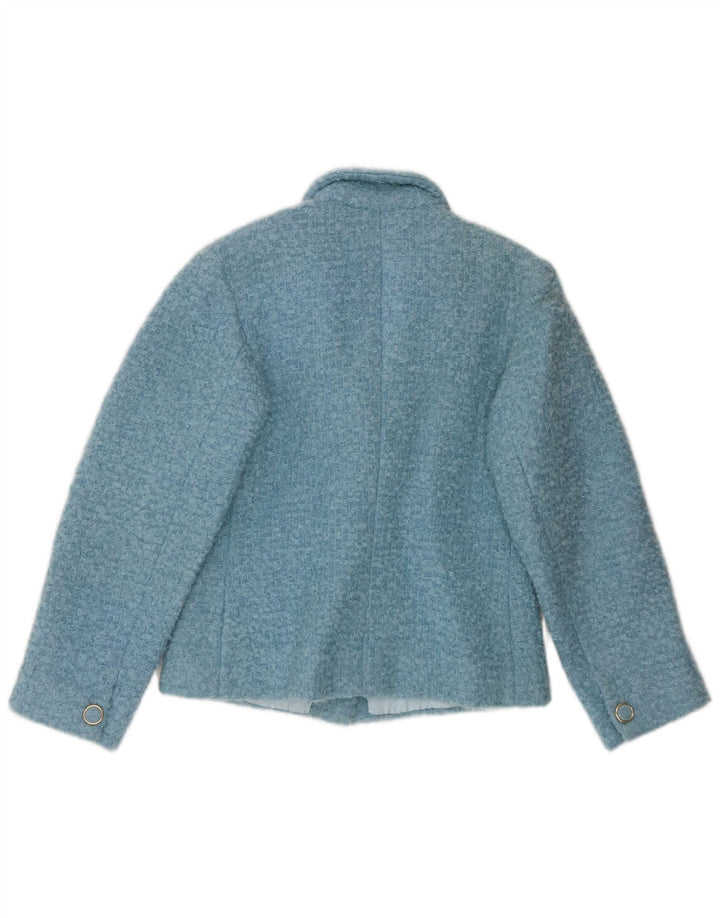Vintage mujer crop 3 botón Blazer chaqueta Reino Unido 12 azul medio