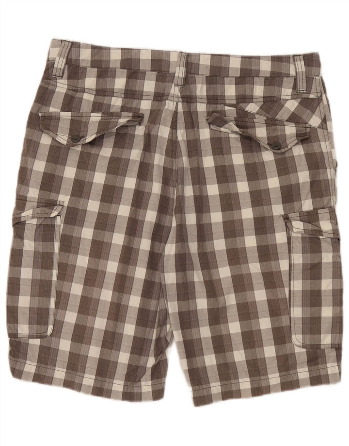Pantalones cortos tipo cargo Quiksilver para hombre W32 Algodón a cuadros marrón medio