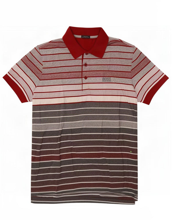 Polo Hugo Boss Hombre Regular Fit Algodón Rayas Rojas Pequeñas