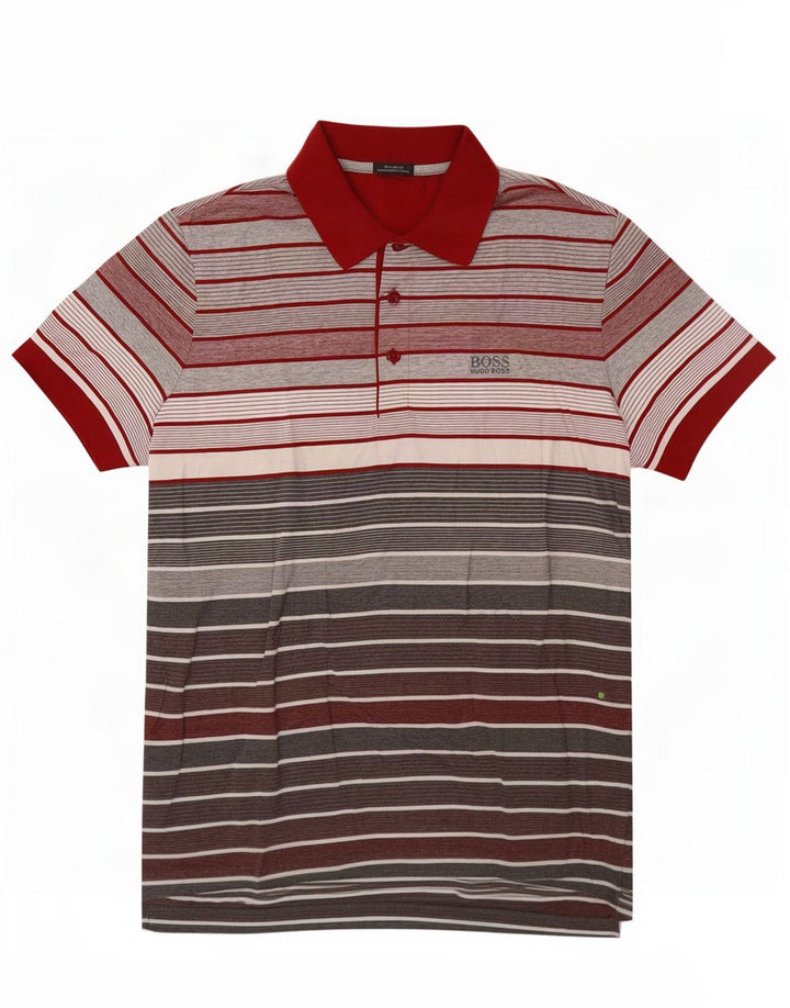 Polo Hugo Boss Hombre Regular Fit Algodón Rayas Rojas Pequeñas