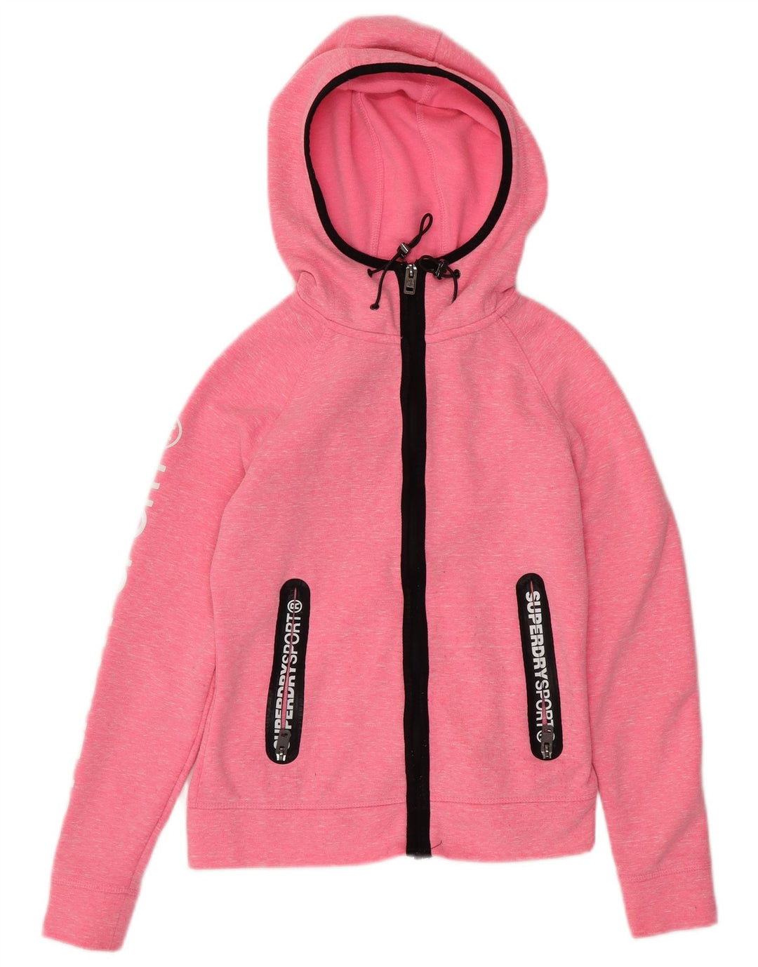 SUPERDRY Suéter con capucha y cremallera holgada para mujer UK 6 XS Pink Moteado