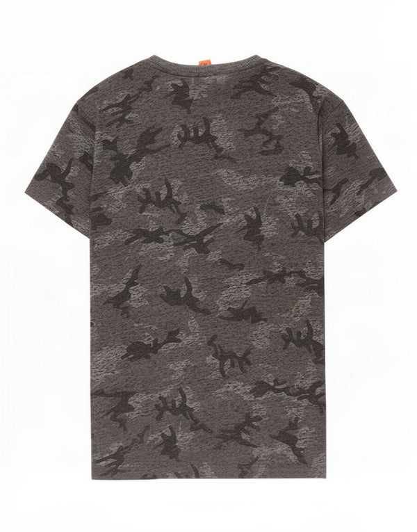 Superdry Hombre Camiseta Top Small Gris Camuflaje Algodón