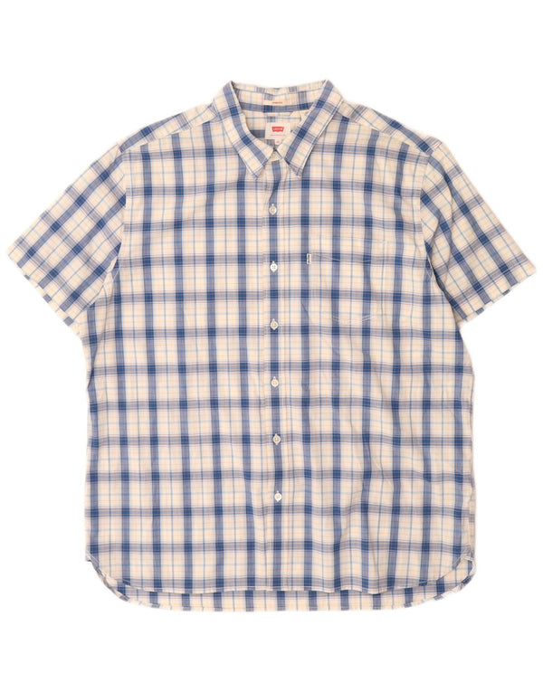 Camisa Levi's Hombre Manga Corta XL Azul Cuadros Algodón