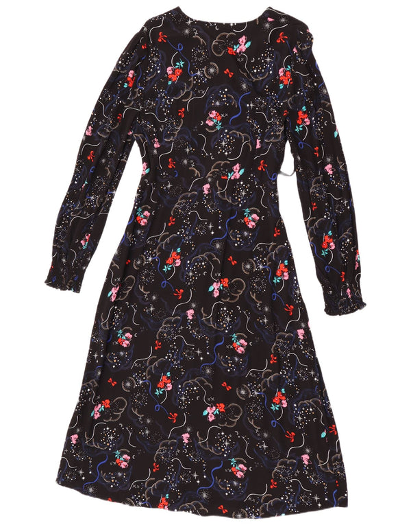 Marks & Spencer Vestido largo de manga larga para mujer UK 42 Mediano Negro Floral