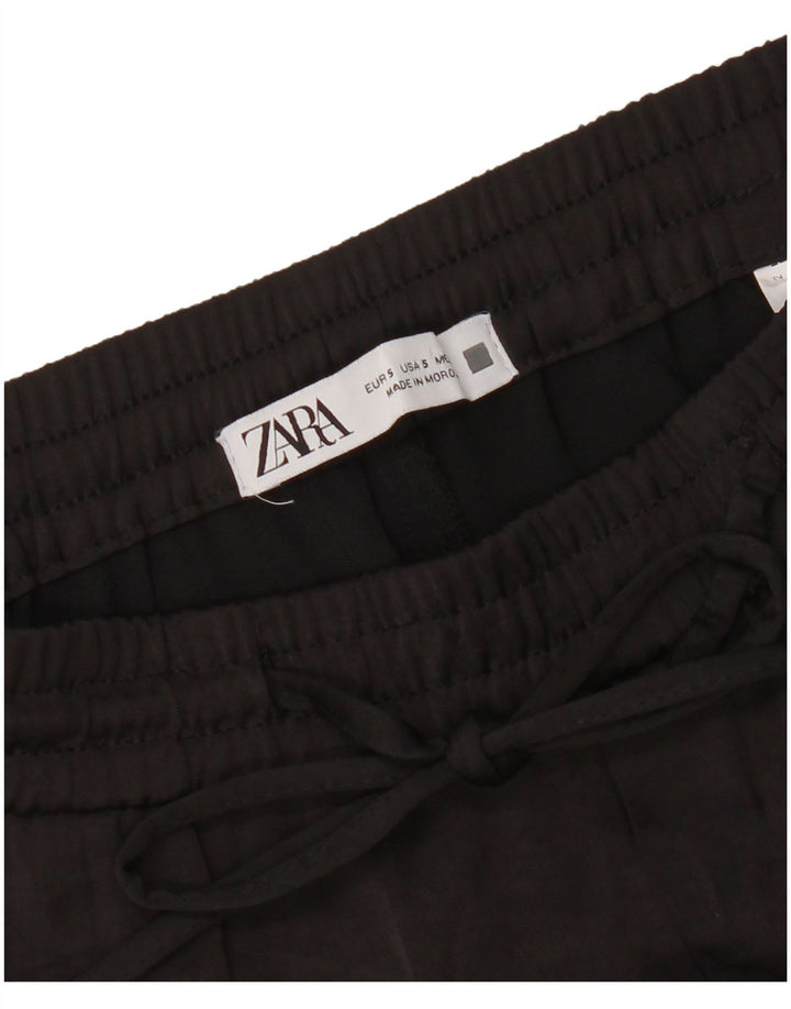 Zara Mujer Pantalones Cargo Rectos Pequeño W27 L31 Negro