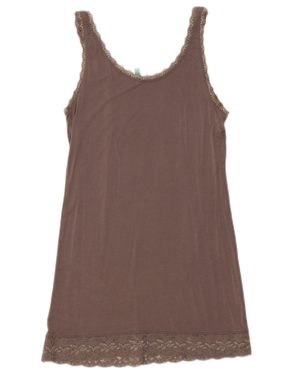 Benetton Minivestido lencero para mujer UK 6 XS Viscosa gris