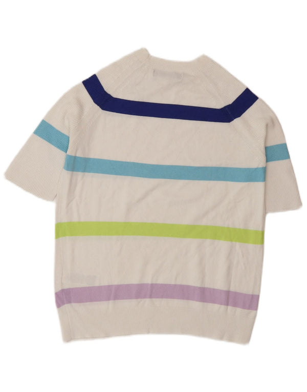 Marks & Spencer Suéter de cuello redondo para mujer UK 10 Small White Stripes