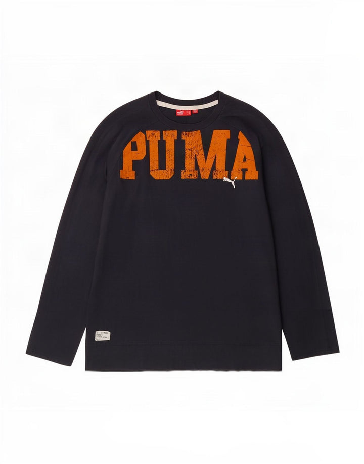 Puma Camiseta gráfica para hombre de manga larga de algodón gris grande