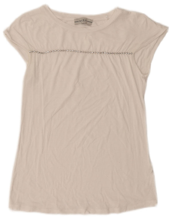 GUESS Camiseta para mujer Top UK 10 Small White