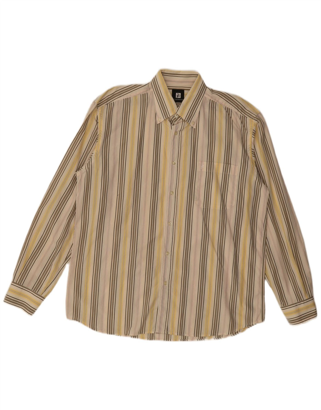 Roccobarocco Camisa para hombre Talla 42 16 1/2 Grande Rayas amarillas