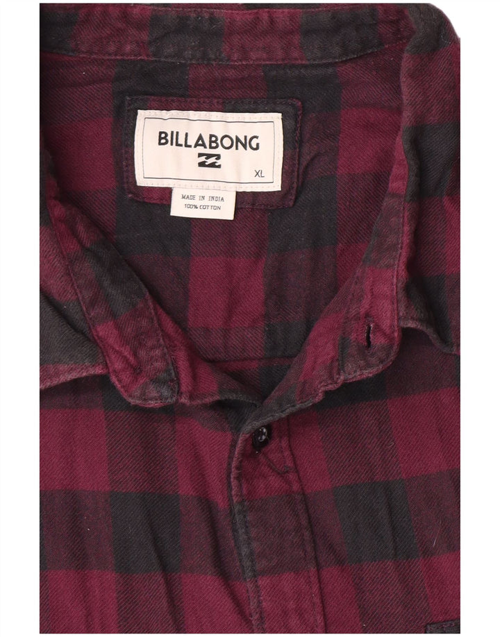 Billabong Camisa de franela para hombre XL Algodón a cuadros granate