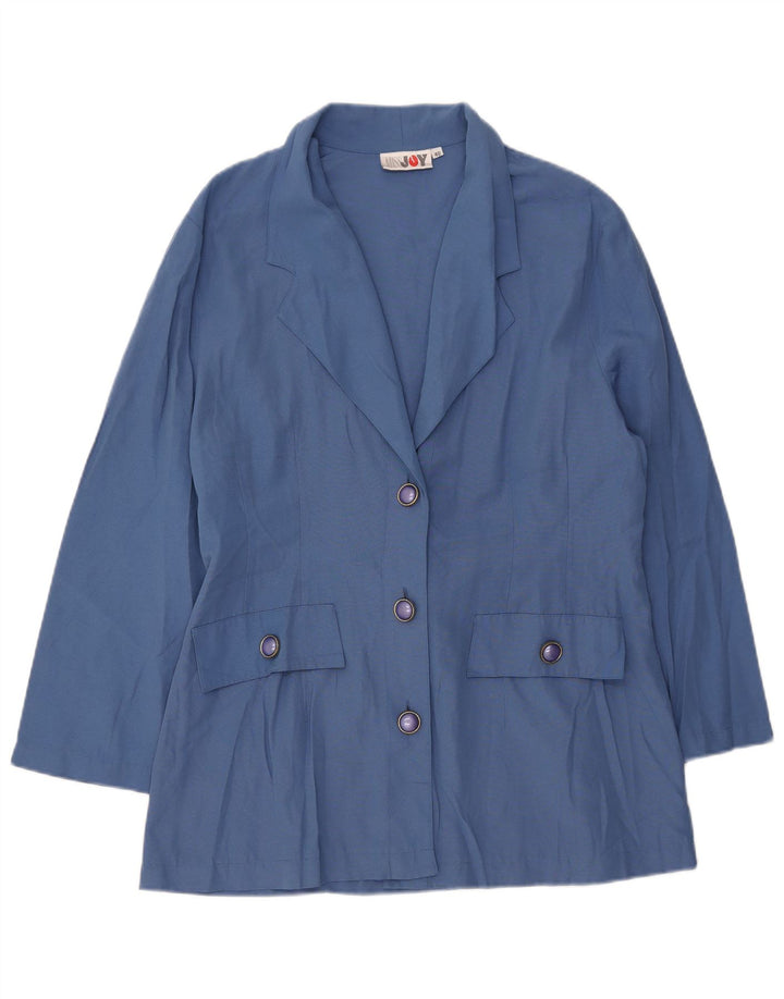 MISS JOY Womens 3/4 Sleeve 3 Button Blazer Jacket EU 40 Medium Blue