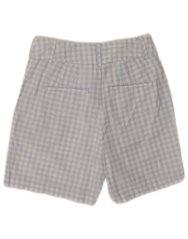 Benetton Pantalones Cortos Chinos De Talle Alto Para Mujer UK 6 Small W26 Algodón A Cuadros Azul
