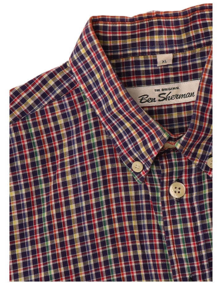 BEN SHERMAN Camisa Hombre XL Cuadros Multicolor