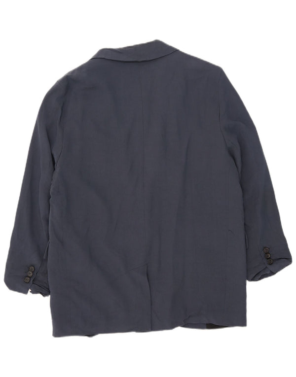 Zara Chaqueta Blazer Extragrande con 1 Botón para Mujer UK 10 Small Azul Marino Viscosa