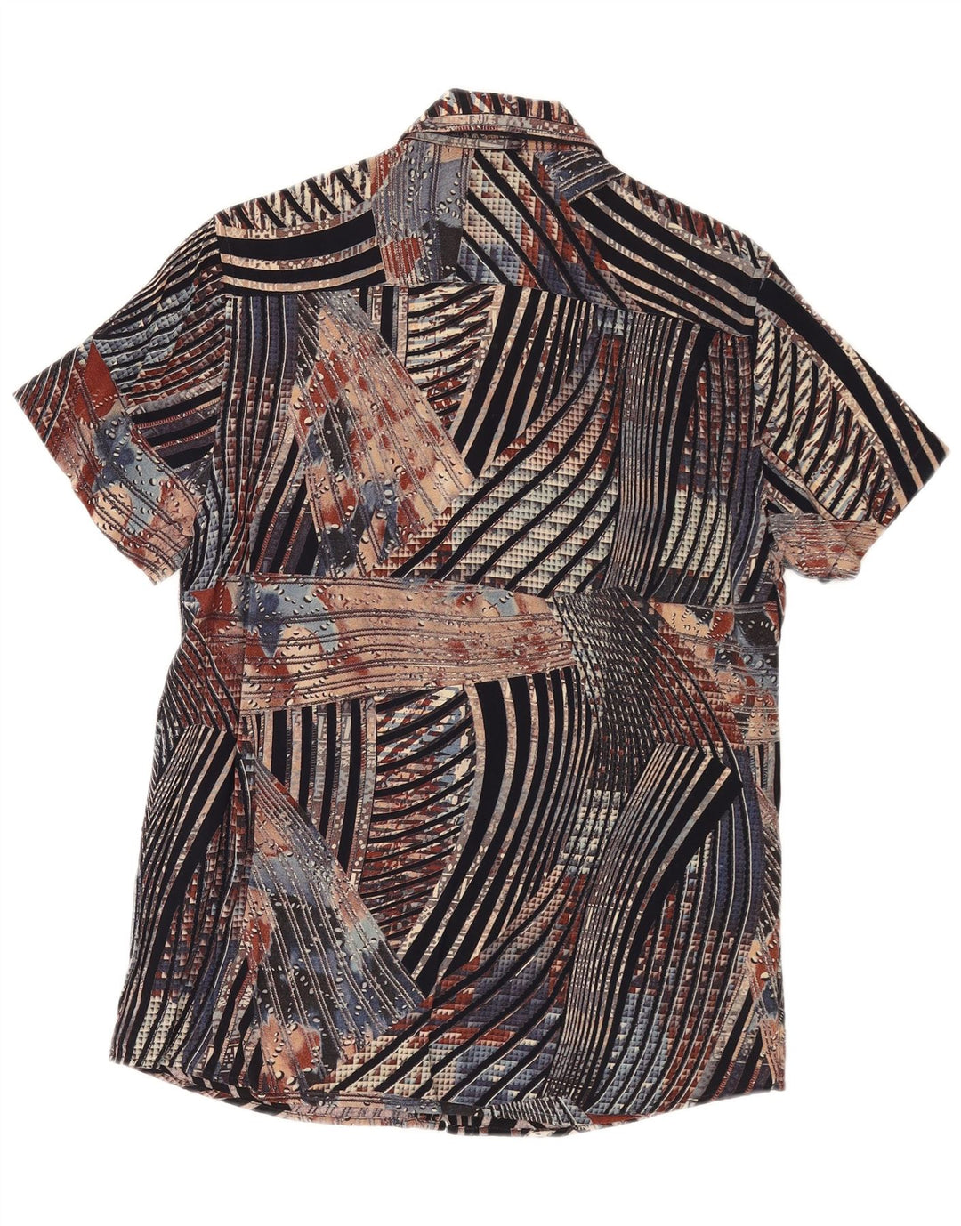 VINTAGE Camisa de manga corta para hombre Pequeña rayas multicolores