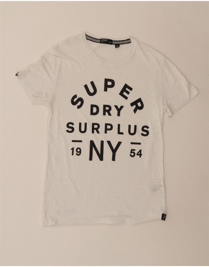 SUPERDRY Camiseta gráfica para hombre Top mediano de algodón blanco