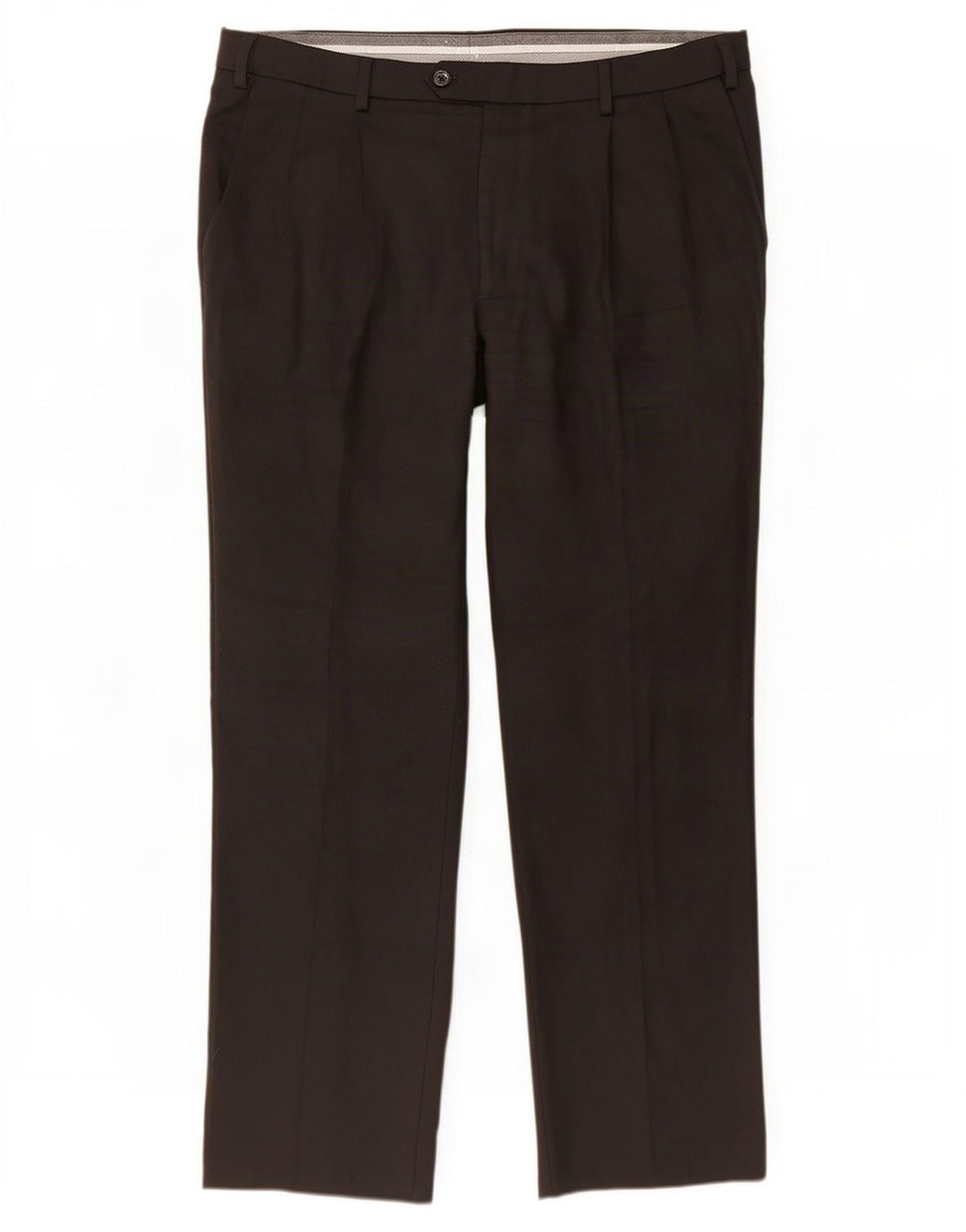 Marks & Spencer Pantalón de traje con pinzas y corte entallado para hombre W38 L31 Lana negra