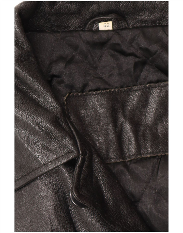 VINTAGE Chaqueta de cuero para hombre IT 52 XL Cuero negro
