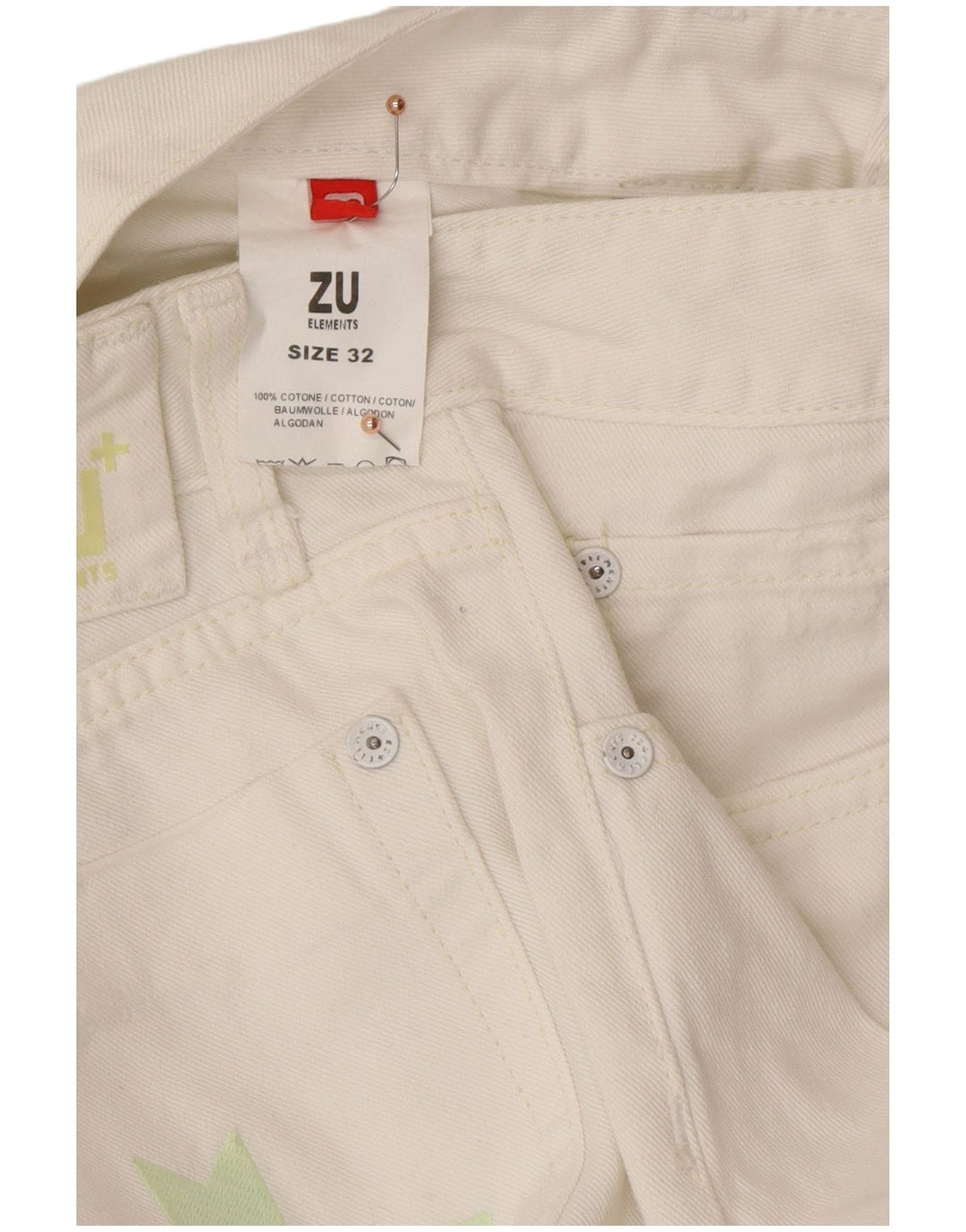 ZU ELEMENTS Vaqueros rectos desgastados para mujer W32 L34 Algodón blanco