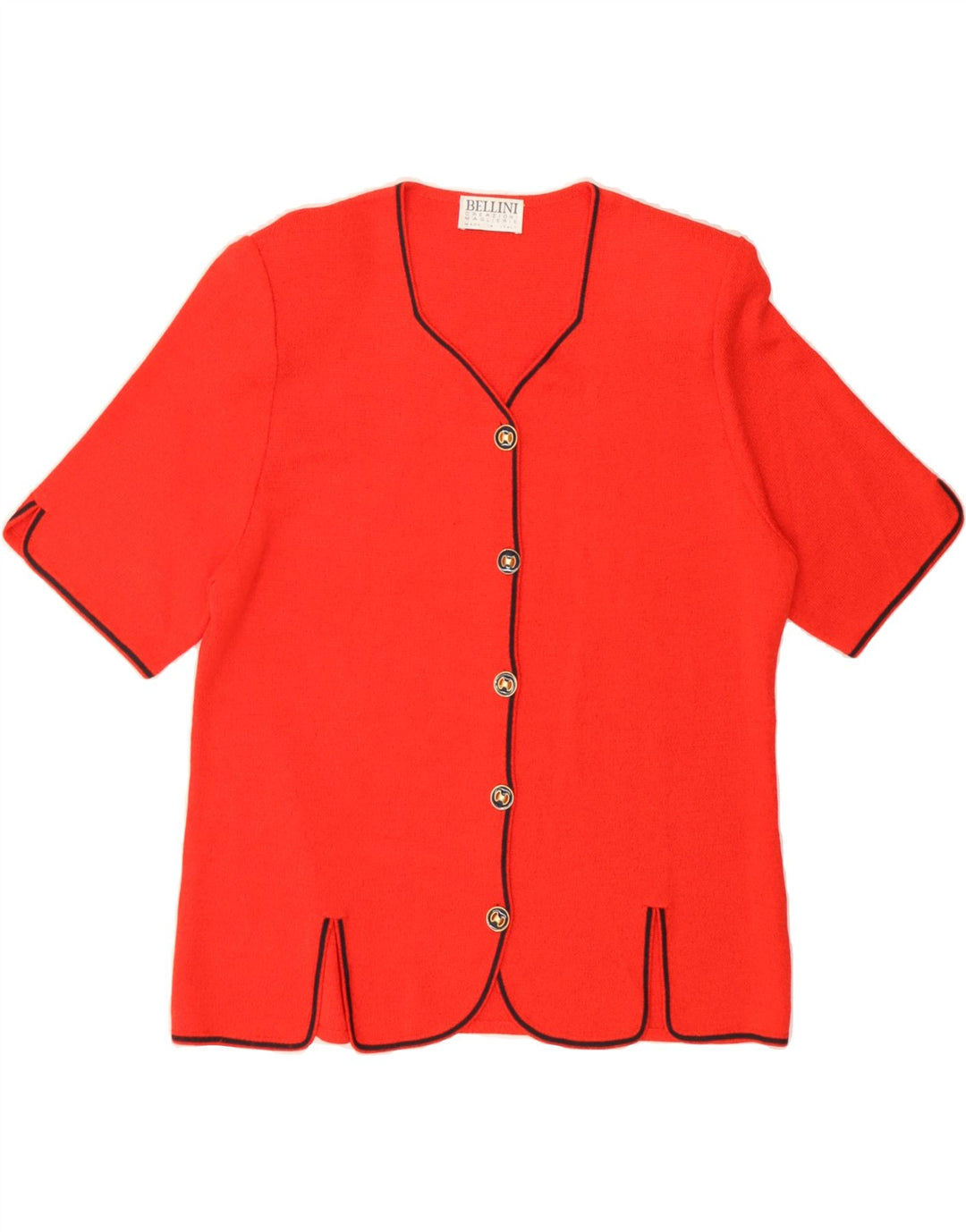 BELLINI Womens Short Sleeve Cardigan Sweater IT 46 Large Red Viscose Vintage Bellini and Second-Hand Bellini from Messina Hembry 