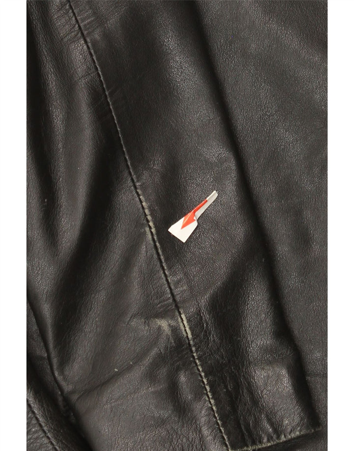 St. Bernard Chaqueta de cuero para mujer UK 10 Small Black Leather