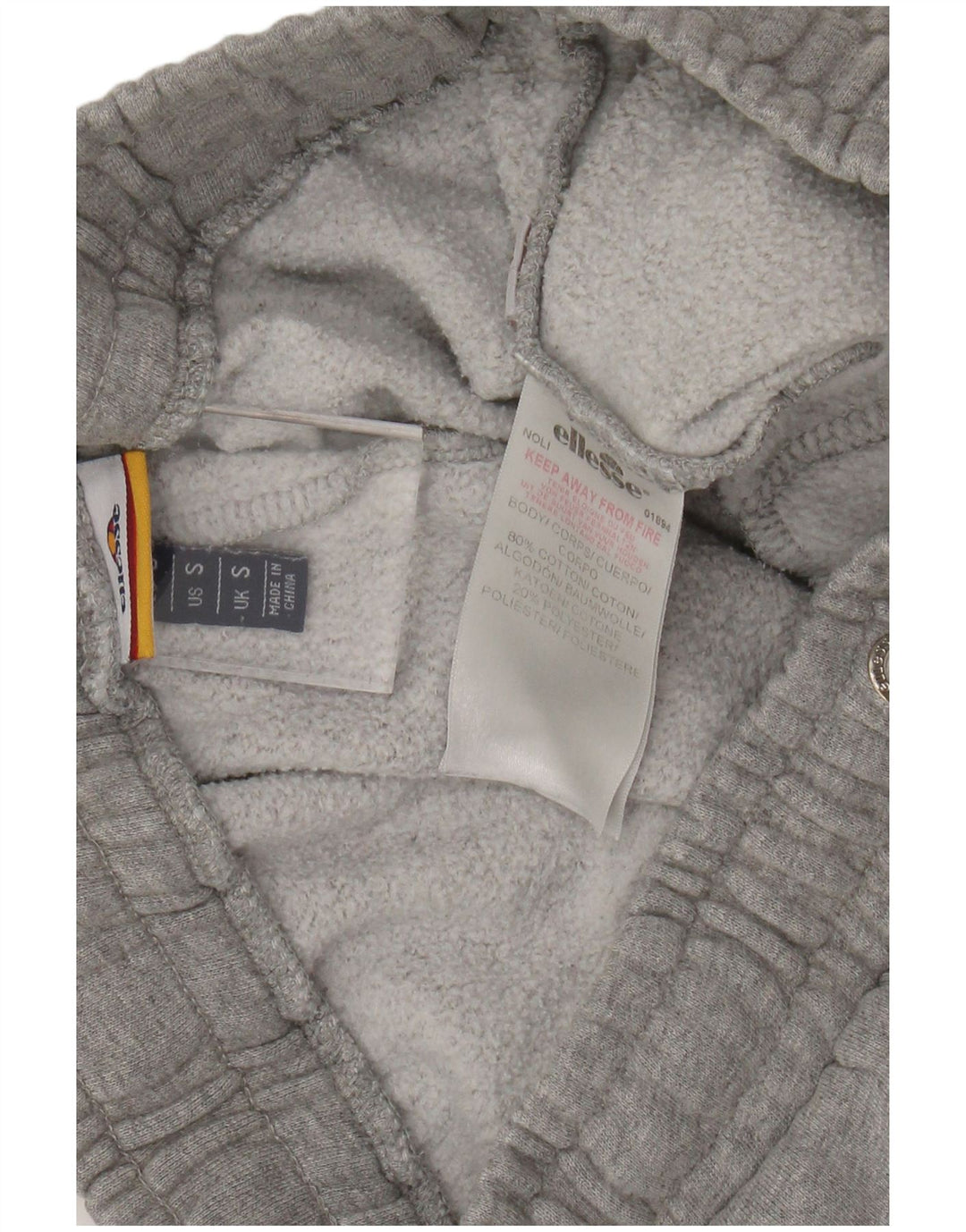 Ellesse Mens Graphic Sport Shorts Small Gris Algodón